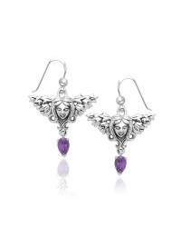 Angel Face Earrings with Dangling Amethyst Gemstones