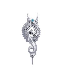 Captured by the Grace of the Angel Phoenix Pendant with Turquoise