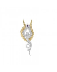 Captured by the Grace of the Angel Phoenix Gold Accent Pendant