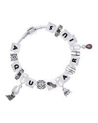 Aquarius Astrology Bead Bracelet with Gem