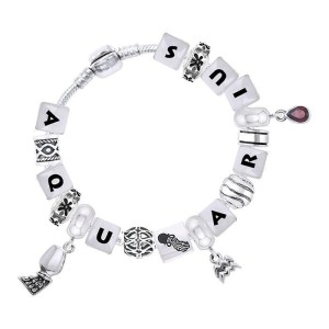 Aquarius Astrology Bead Bracelet with Gem