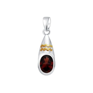 Aquarius Zodiac Sign Pendant with Garnet