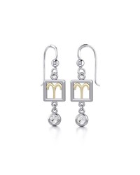 Aries Zodiac Sign Earrings with Diamond