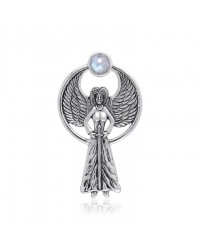 Avenging Angel Pendant with Rainbow Moonstone