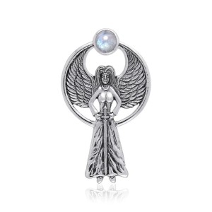 Avenging Angel Pendant with Rainbow Moonstone