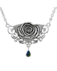 Sacred Rose Silver Necklace with Azurite