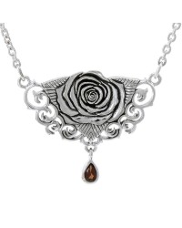 Sacred Rose Silver Necklace with Garnet