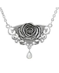 Sacred Rose Silver Necklace with Mother of Pearl