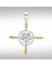 Broomsticks & Star Pendant with Blue Topaz Gems