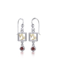 Capricorn Zodiac Sign Earrings with Garnet