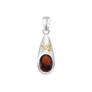 Capricorn Zodiac Sign Pendant with Garnet