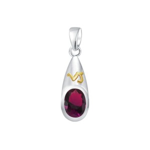 Capricorn Zodiac Sign Pendant with Ruby