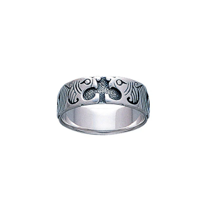 Celtic Dragon Sterling Silver Band Ring