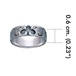 Celtic Dragon Sterling Silver Band Ring