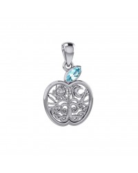 Celtic Apple with Tree of Life and Blue Topaz Pendant 