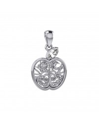 Celtic Apple with Tree of Life and White Cubic Zirconia Pendant 