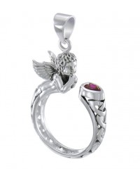 Celtic Cupid Pendant with Ruby Gem