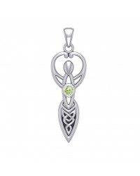 Celtic Goddess Pendant with Peridot Birthstone