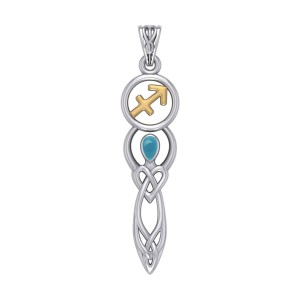 Celtic Goddess Sagittarius Zodiac Symbol Pendant with Turquoise