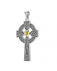 Celtic Holy Cross Pendant with Citrine Gemstone