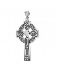 Celtic Holy Cross Pendant with Opal Gemstone