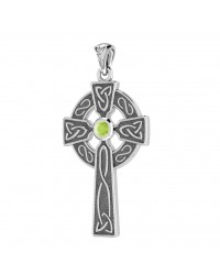 Celtic Holy Cross Pendant with Peridot Gemstone