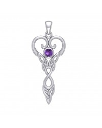 Celtic Infinity Goddess Pendant with Amethyst Birthstone