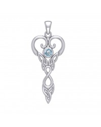 Celtic Infinity Goddess Pendant with Aquamarine Birthstone