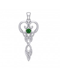 Celtic Infinity Goddess Pendant with Emerald Birthstone