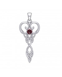 Celtic Infinity Goddess Pendant with Garnet Birthstone