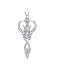 Celtic Infinity Goddess Pendant with Opal Birthstone