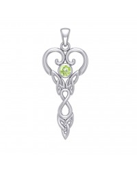 Celtic Infinity Goddess Pendant with Peridot Birthstone