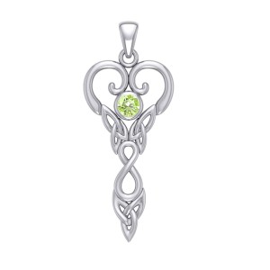 Celtic Infinity Goddess Pendant with Peridot Birthstone