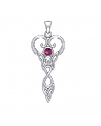 Celtic Infinity Goddess Pendant with Ruby Birthstone