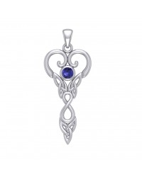 Celtic Infinity Goddess Pendant with Sapphire Birthstone