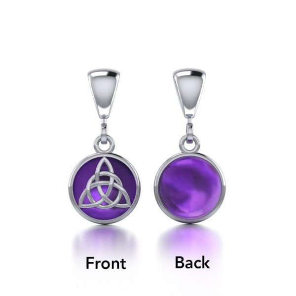 Eternal Trinity Amethyst Triquetra Flip Pendant - Sterling Silver