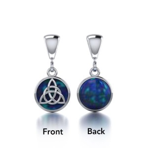 Celtic Interlaced Triquetra Azurite Flip Pendant