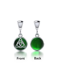 Celtic Interlaced Triquetra Emerald Flip Pendant