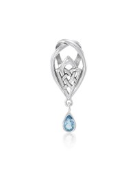 Celtic Knot of Protection Silver Pendant with Blue Topaz Gemstone