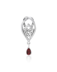 Celtic Knot of Protection Silver Pendant with Garnet Gemstone