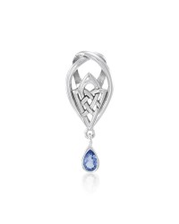 Celtic Knot of Protection Silver Pendant with Sapphire Gemstone