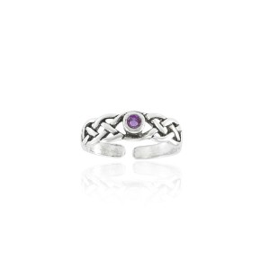 Celtic Knotwork Amethyst Silver Toe Ring