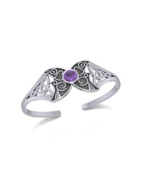 Celtic Moon Goddess Cuff Bracelet with Amethyst