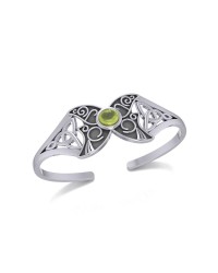 Celtic Moon Goddess Cuff Bracelet with Peridot