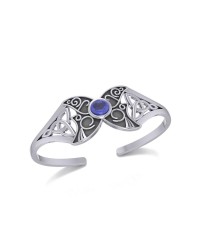 Celtic Moon Goddess Cuff Bracelet with Sapphire