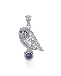 Celtic Owl Pendant with Amethyst