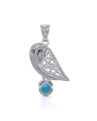 Celtic Owl Pendant with Turquoise