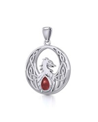 Celtic Phoenix Pendant with Garnet