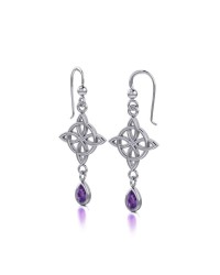 Celtic Quaternary Knot Earrings with Amethyst