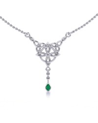 Celtic Quaternary Knot Emerald Necklace